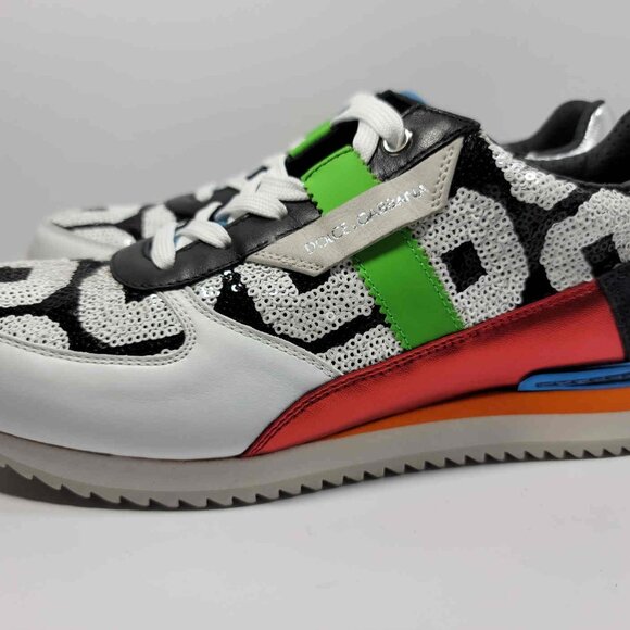Dolce & Gabbana Multicolor Sequin And Leather Low Top Sneakers - Picture 5 of 8